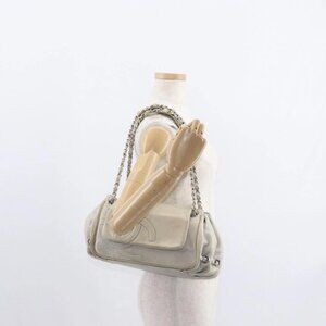 CHANEL COCO Mark Chain Shoulder Bag Leather Gray Silver CC Auth 157276